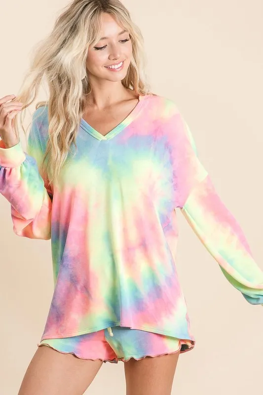 BiBi Tie Dye French Terry Top With Balloon Sleeves - Image 3