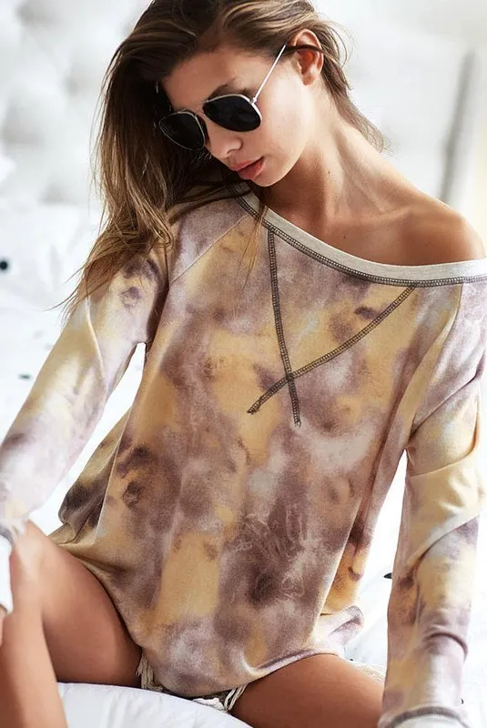 BiBi Tie Dye Terry Pull Over With Contrast Stitching - Image 6