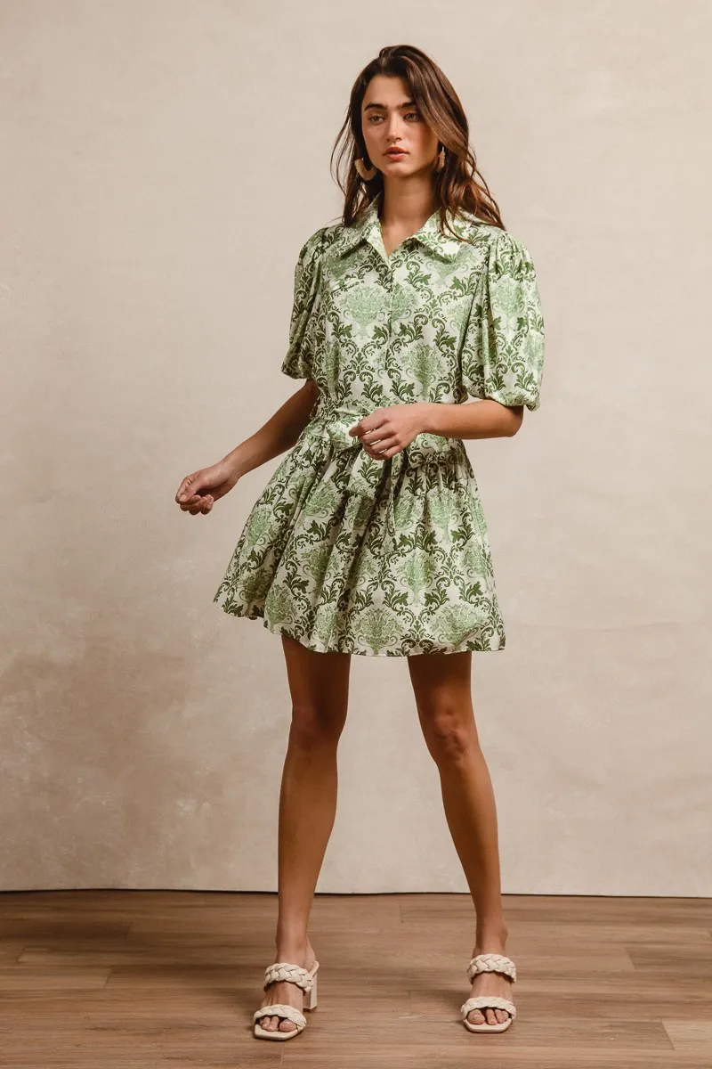 BiBi Tied Floral Short Sleeve Mini Shirt Dress - Image 7