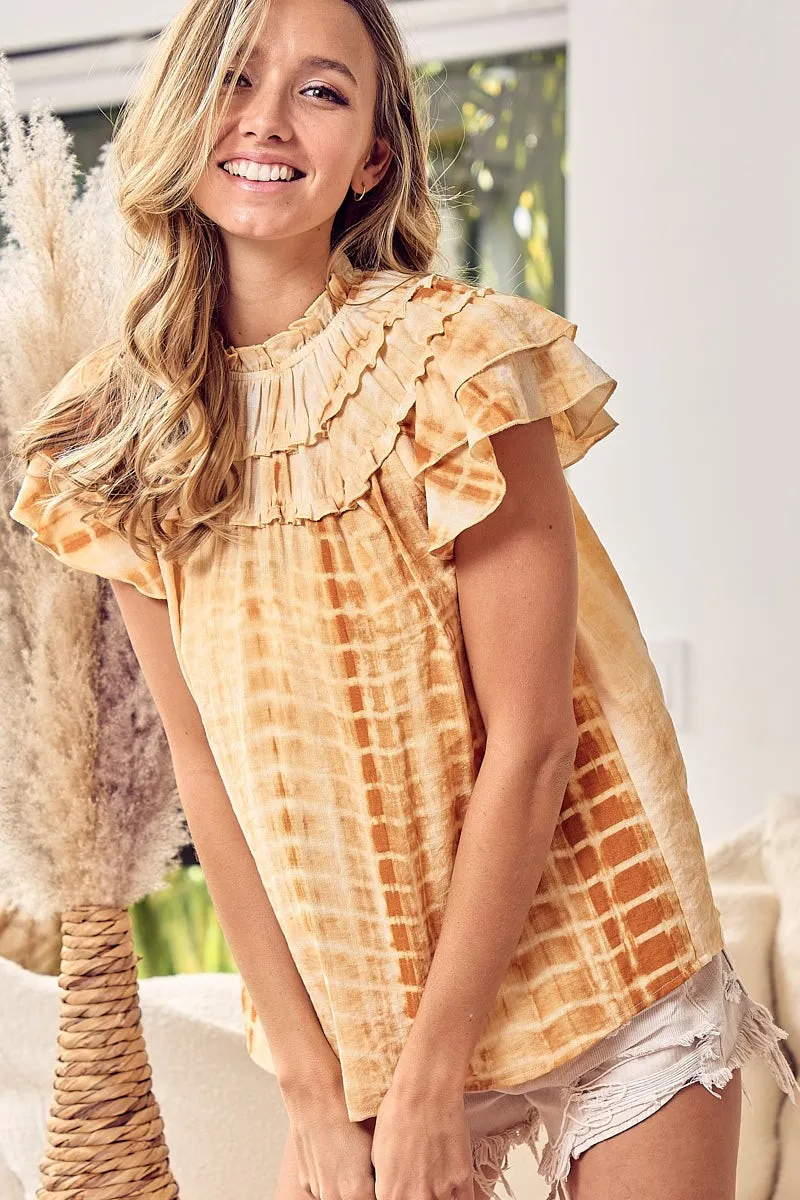 BiBi Tiered Ruffle Neck Tie Dye Top - Image 5