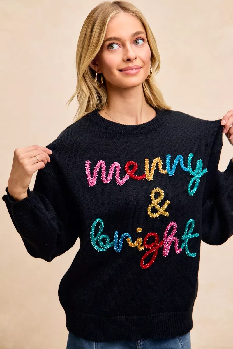 BiBi Tinsel Lettering Christmas Sweater - Image 10