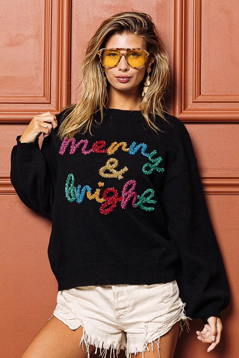 BiBi Tinsel Lettering Christmas Sweater - Image 14