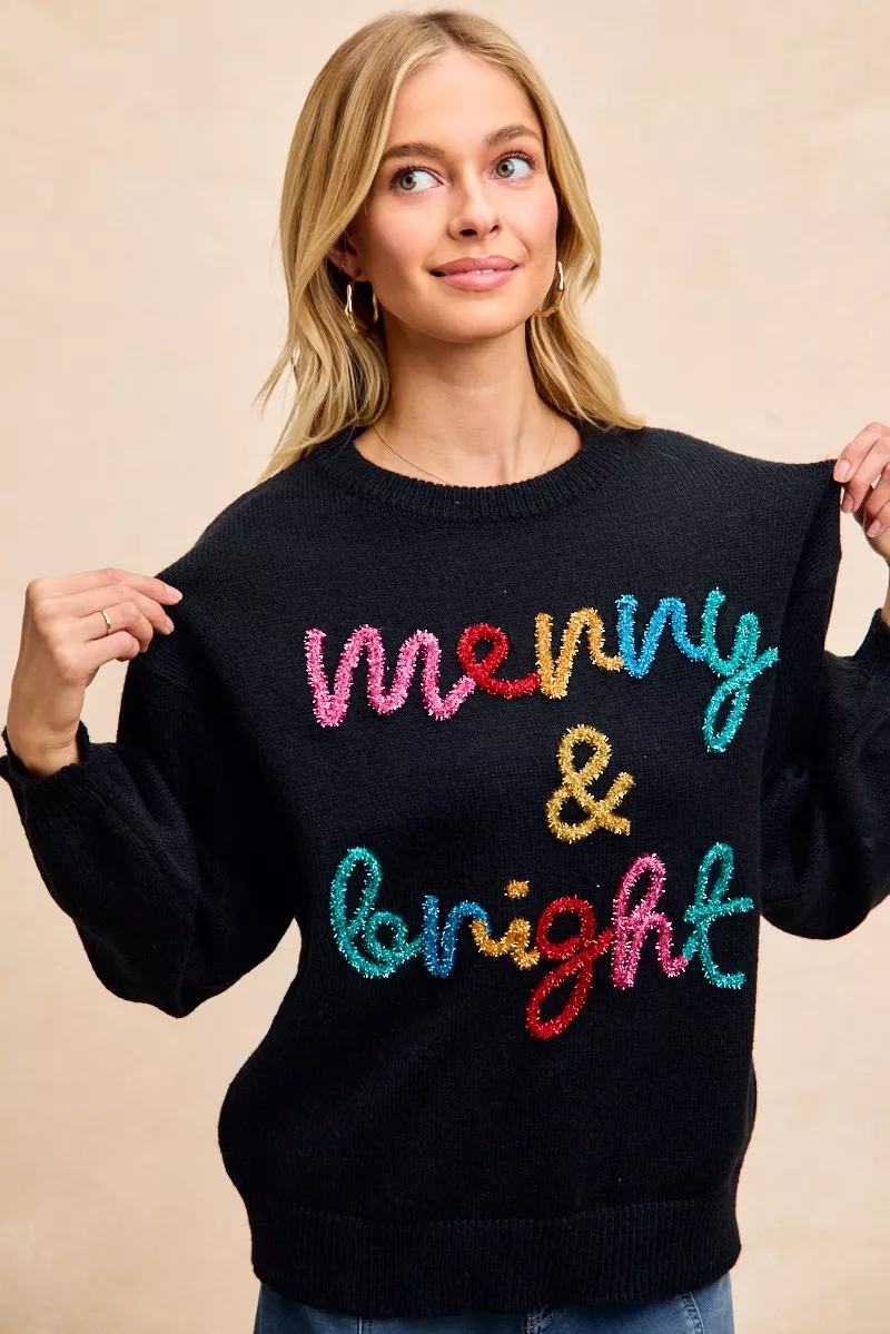 BiBi Tinsel Lettering Christmas Sweater - Image 4