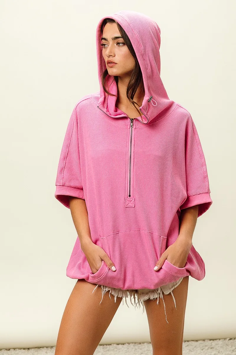 BiBi Vintage Washed Waffle Thermal Hoodie - Image 6