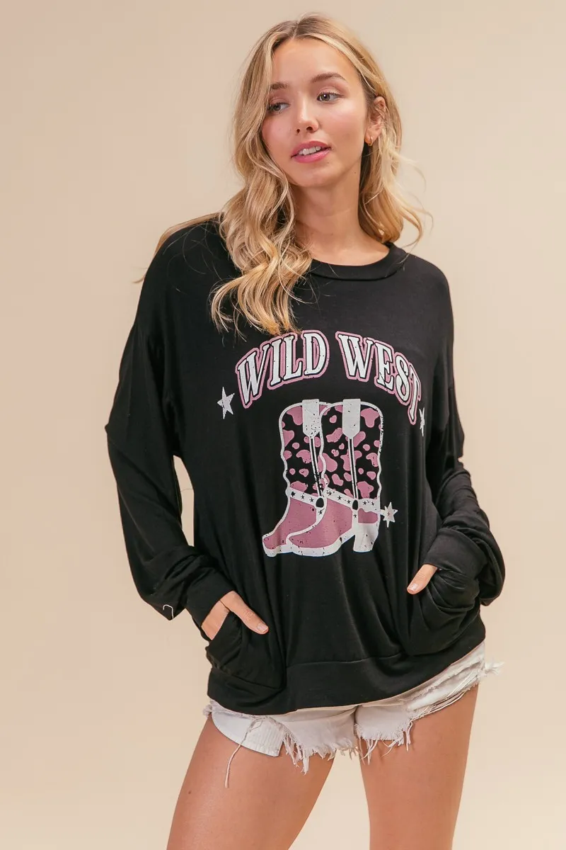 BiBi Wild Western Boots Graphic Jersey Sweatshirt - Image 4