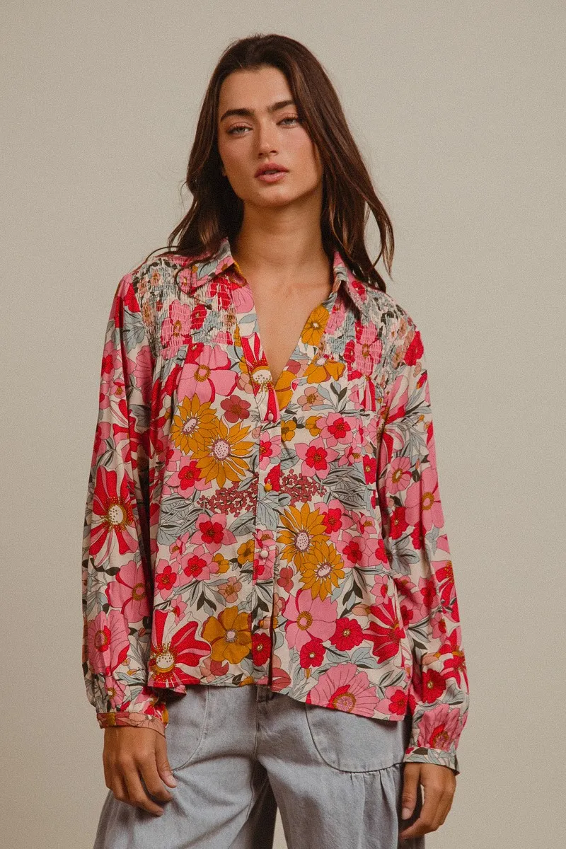 BiBi Woven Floral Printed Shirt Top - Image 2