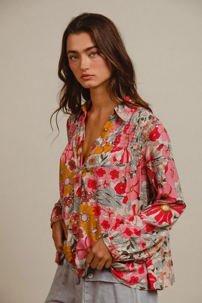 BiBi Woven Floral Printed Shirt Top - Image 3