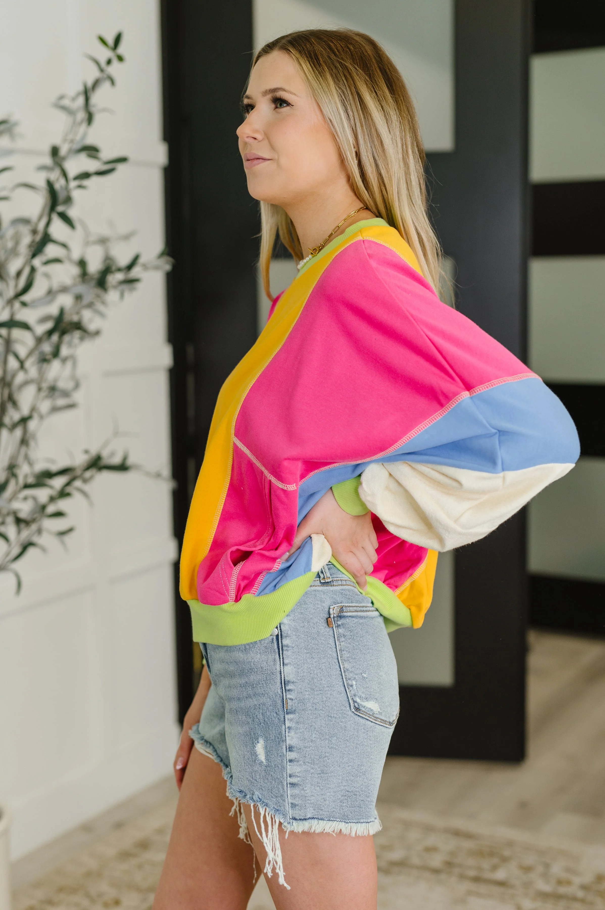 Blockbuster Color Block Pullover in Bright - Image 5