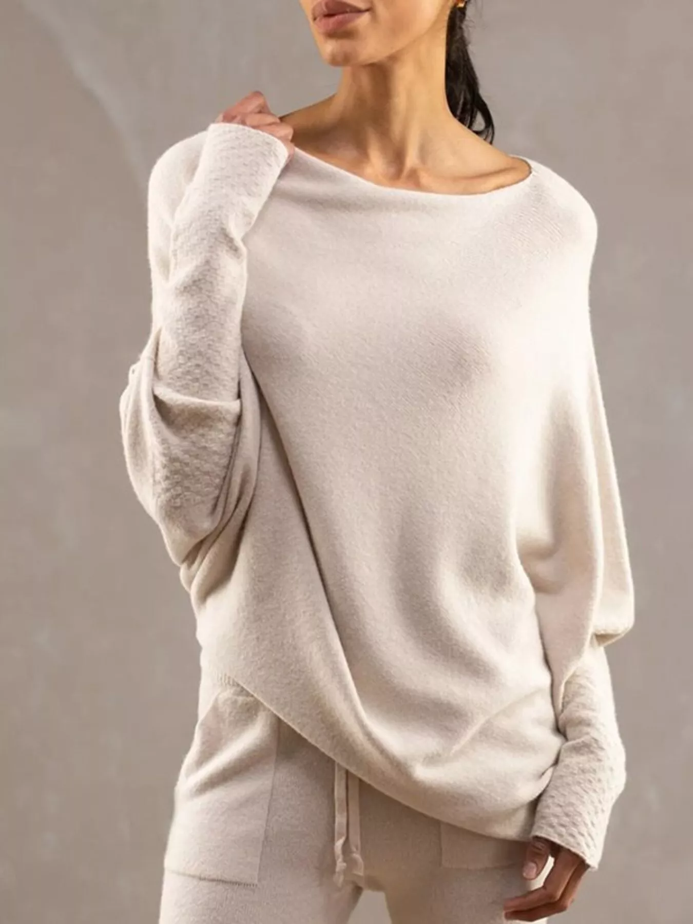 Boat Neck Long Sleeve Sweater - Image 2
