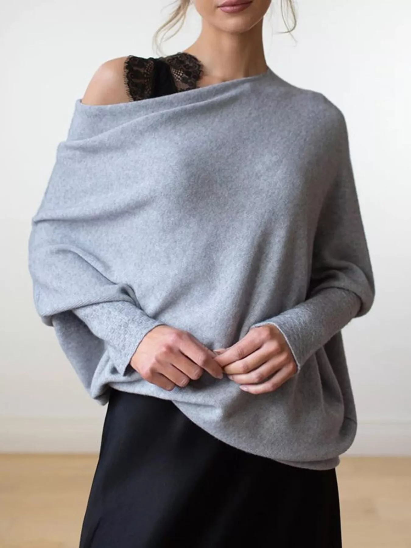 Boat Neck Long Sleeve Sweater - Image 5