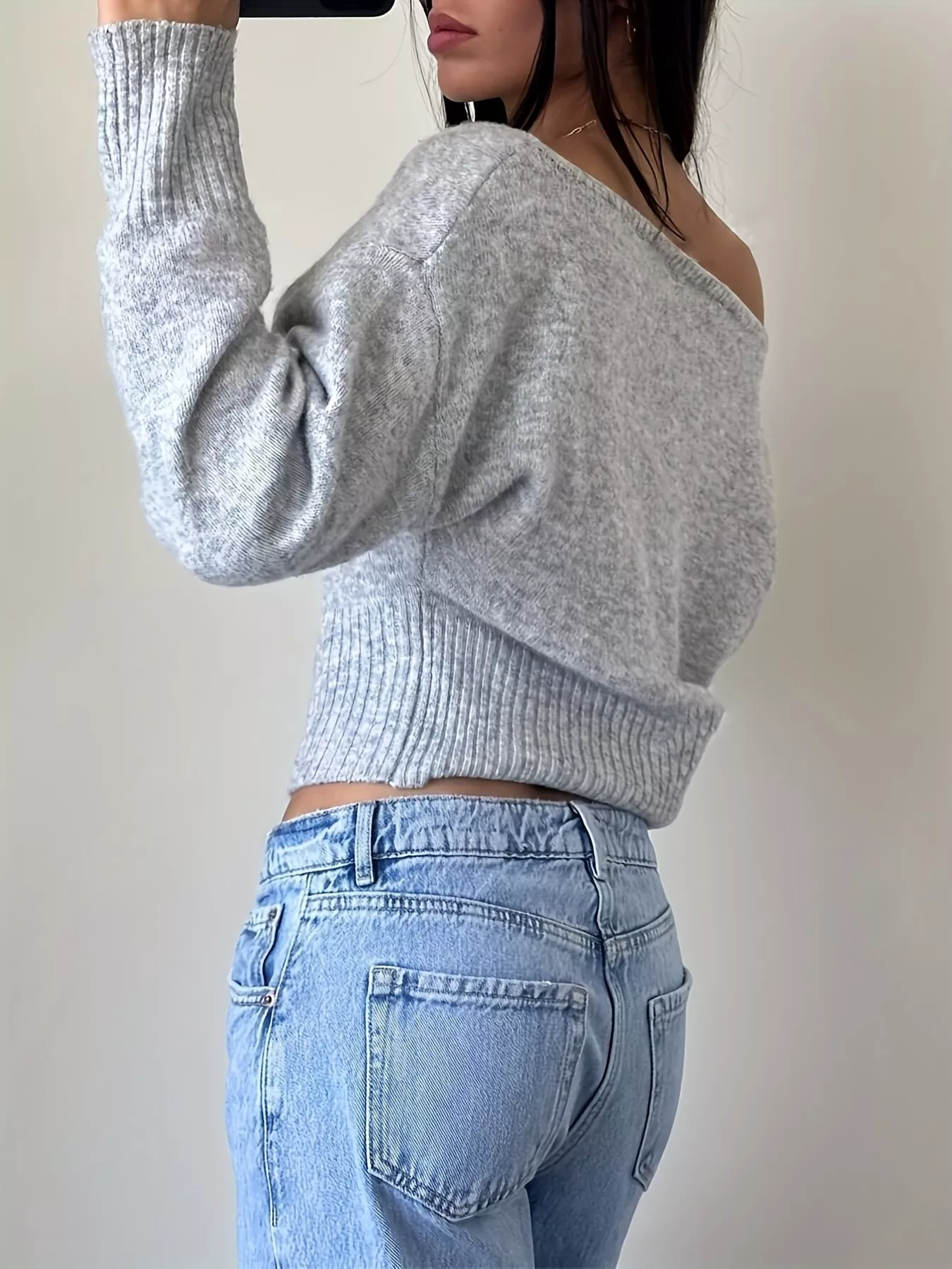 Boat Neck Long Sleeve Sweater - Image 2