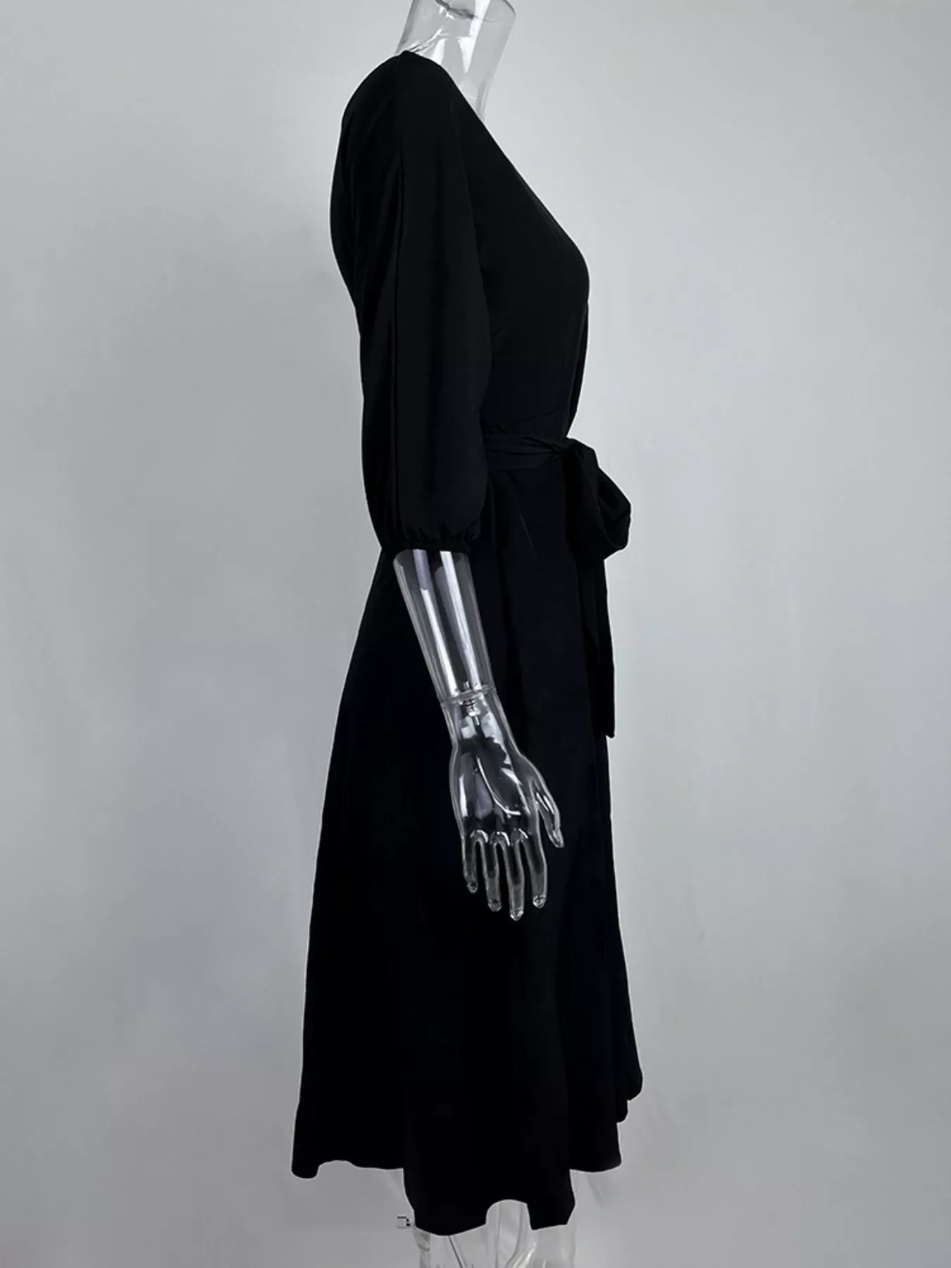 Boat Neck Tie Waist Dress - Image 12