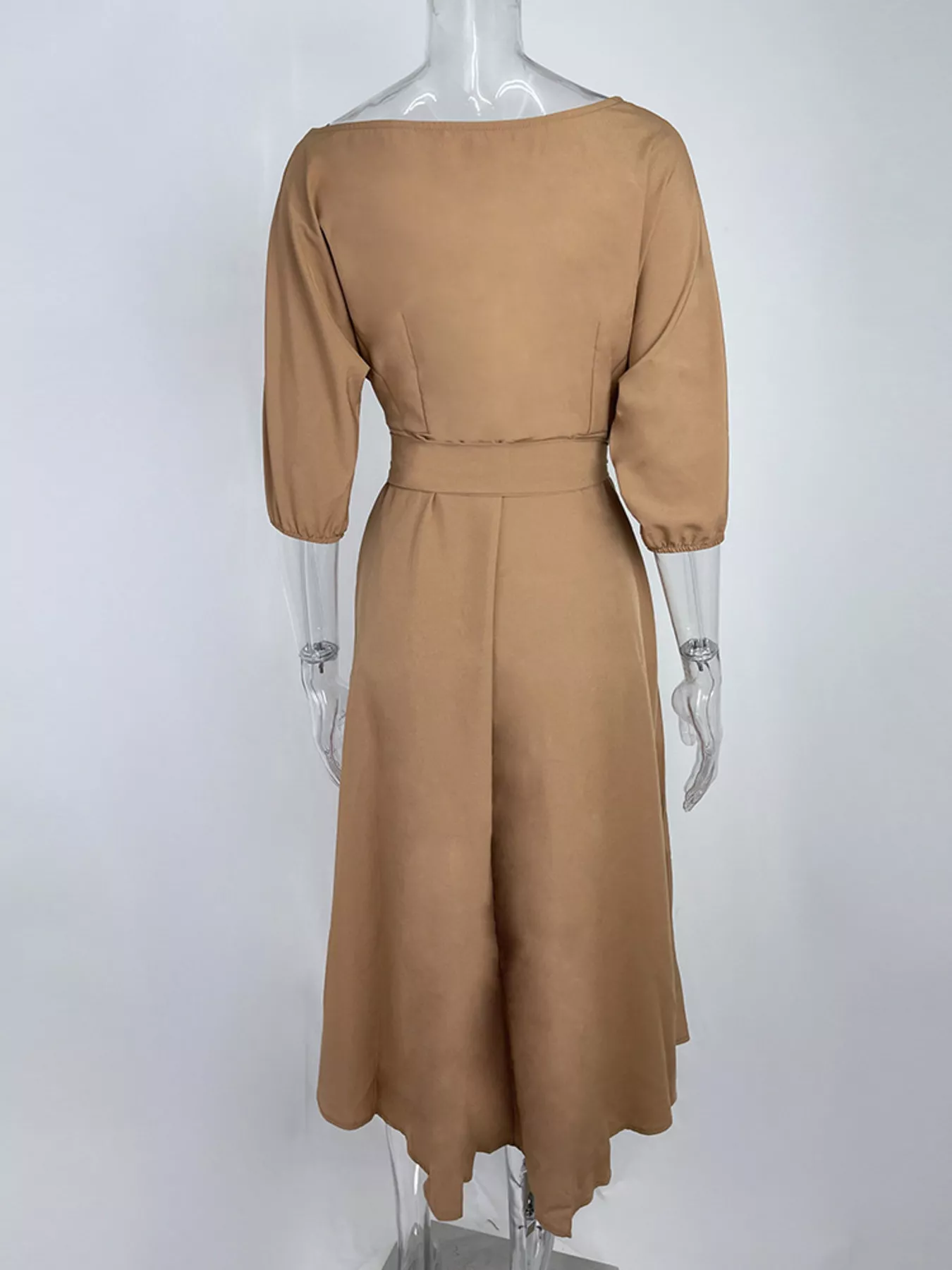 Boat Neck Tie Waist Dress - Image 6