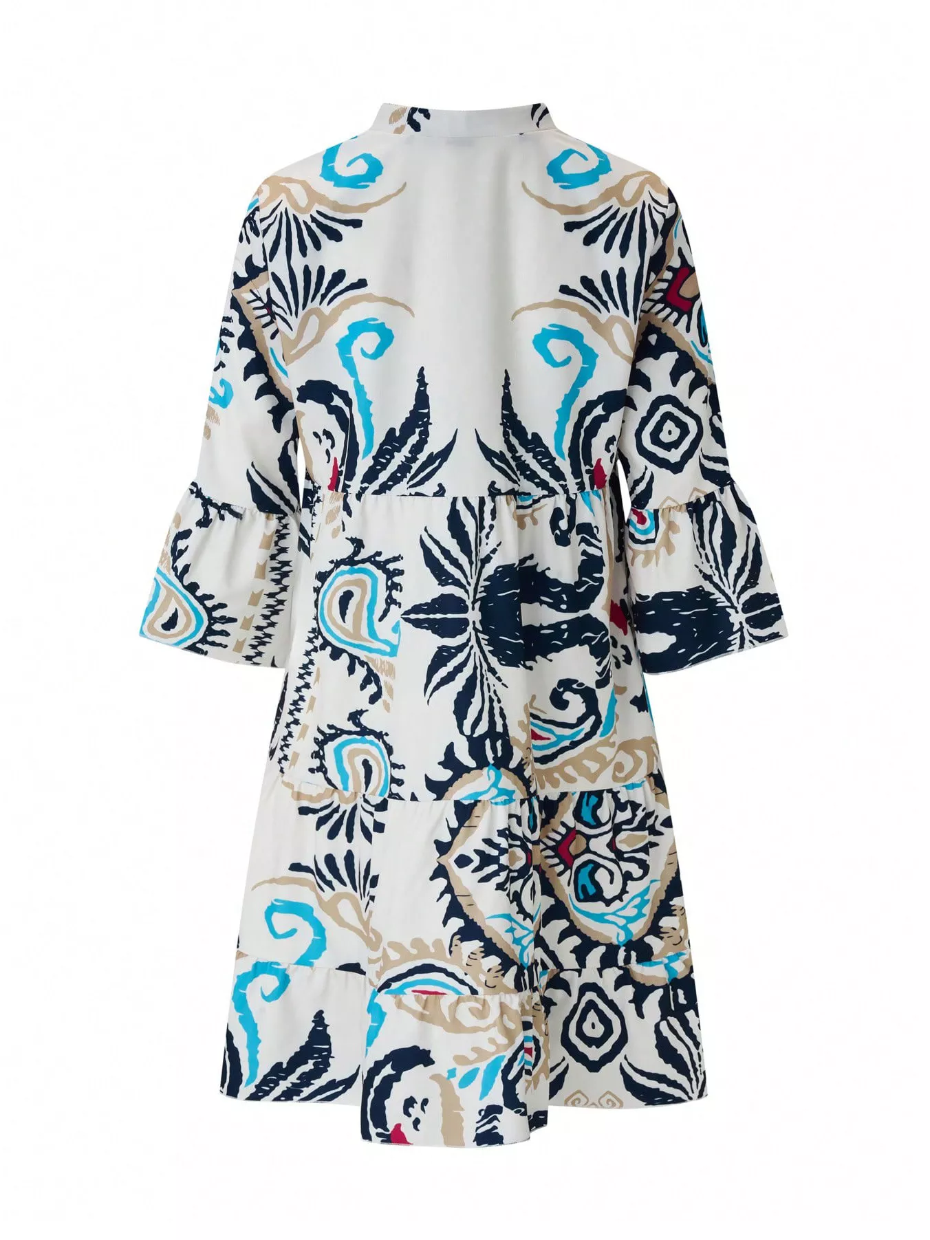 Bohemian Print Tiered Mini Dress - Image 5