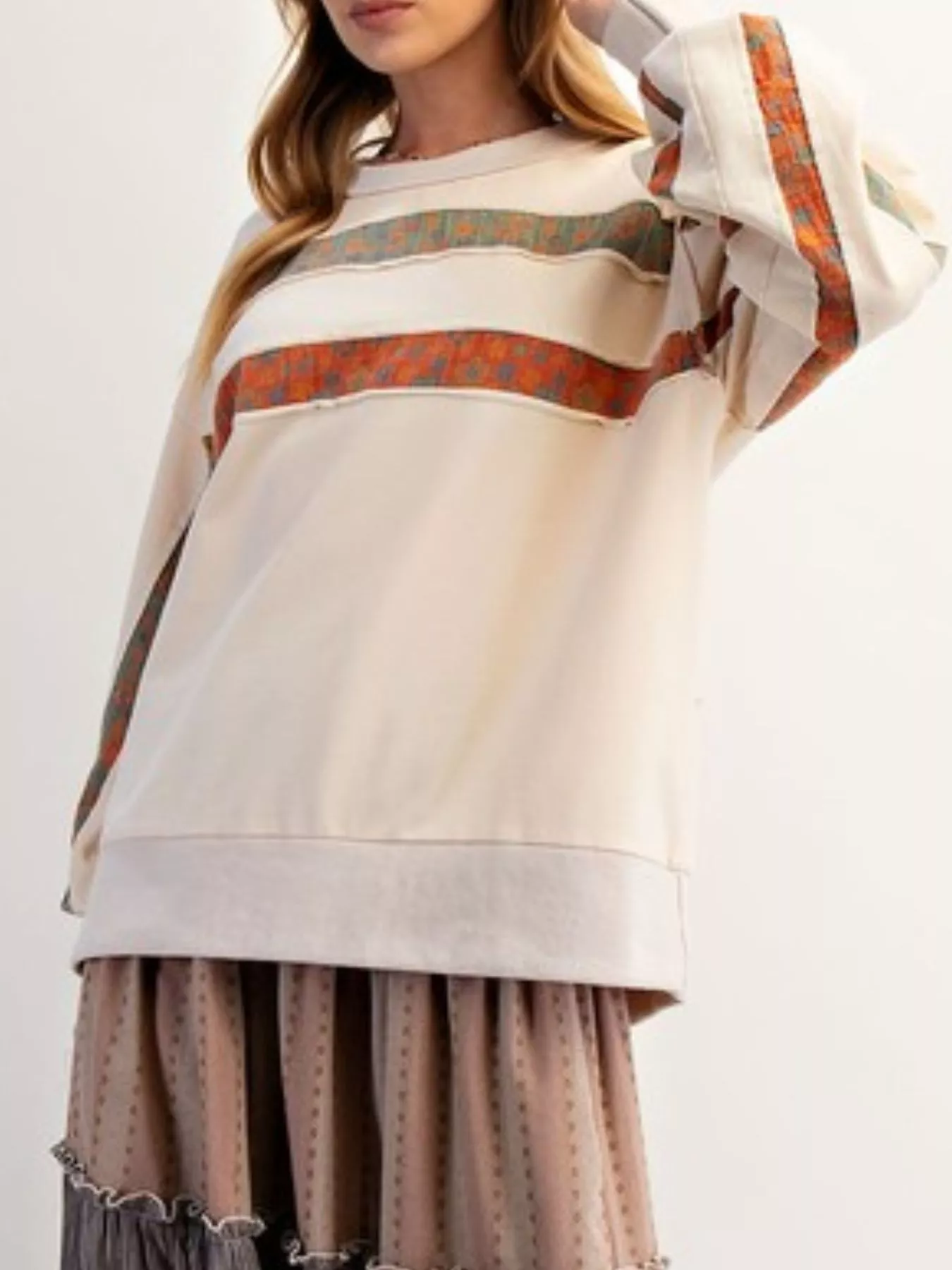 Bohemian Striped Oversized Sweatshirt - Image 5