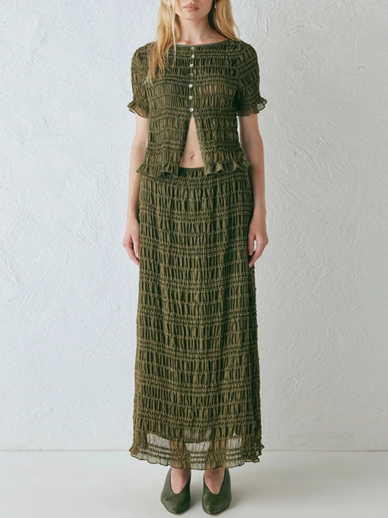 Boho Chic Smocked Top and Maxi Skirt Set - Image 18