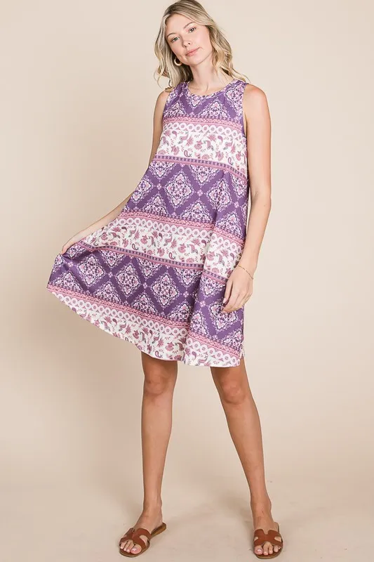 BOMBOM Bohemian Print Sleeveless Dress - Image 5