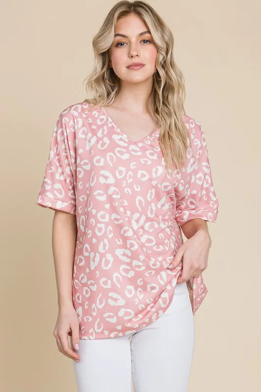 BOMBOM Loose Fit Animal Print Soft Knit Top - Image 4