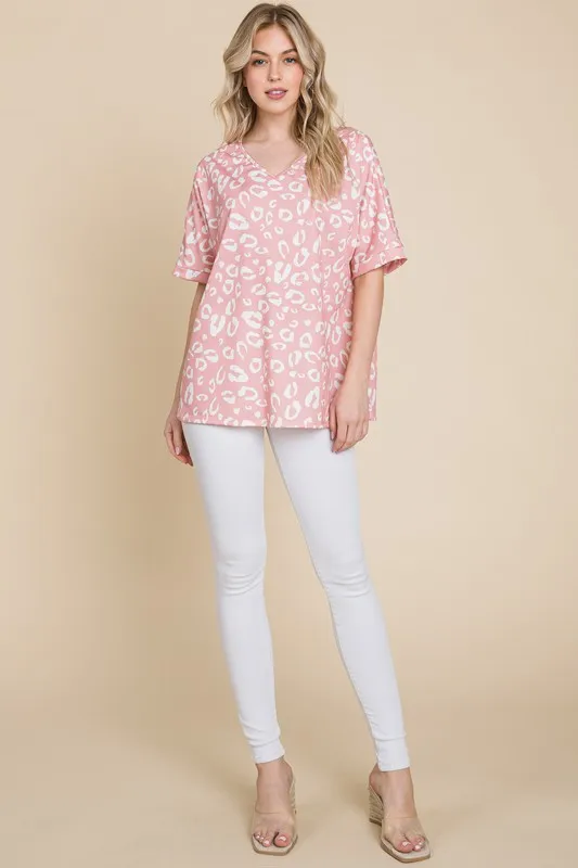 BOMBOM Loose Fit Animal Print Soft Knit Top - Image 5