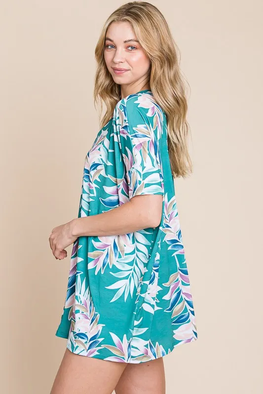 BOMBOM Loose Fit Vintage Floral Tunic Top - Image 2