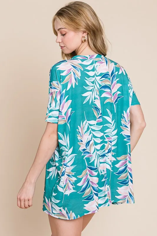 BOMBOM Loose Fit Vintage Floral Tunic Top - Image 3