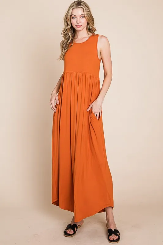 BOMBOM Sleeveless Maxi Dress with Pockets - Image 3