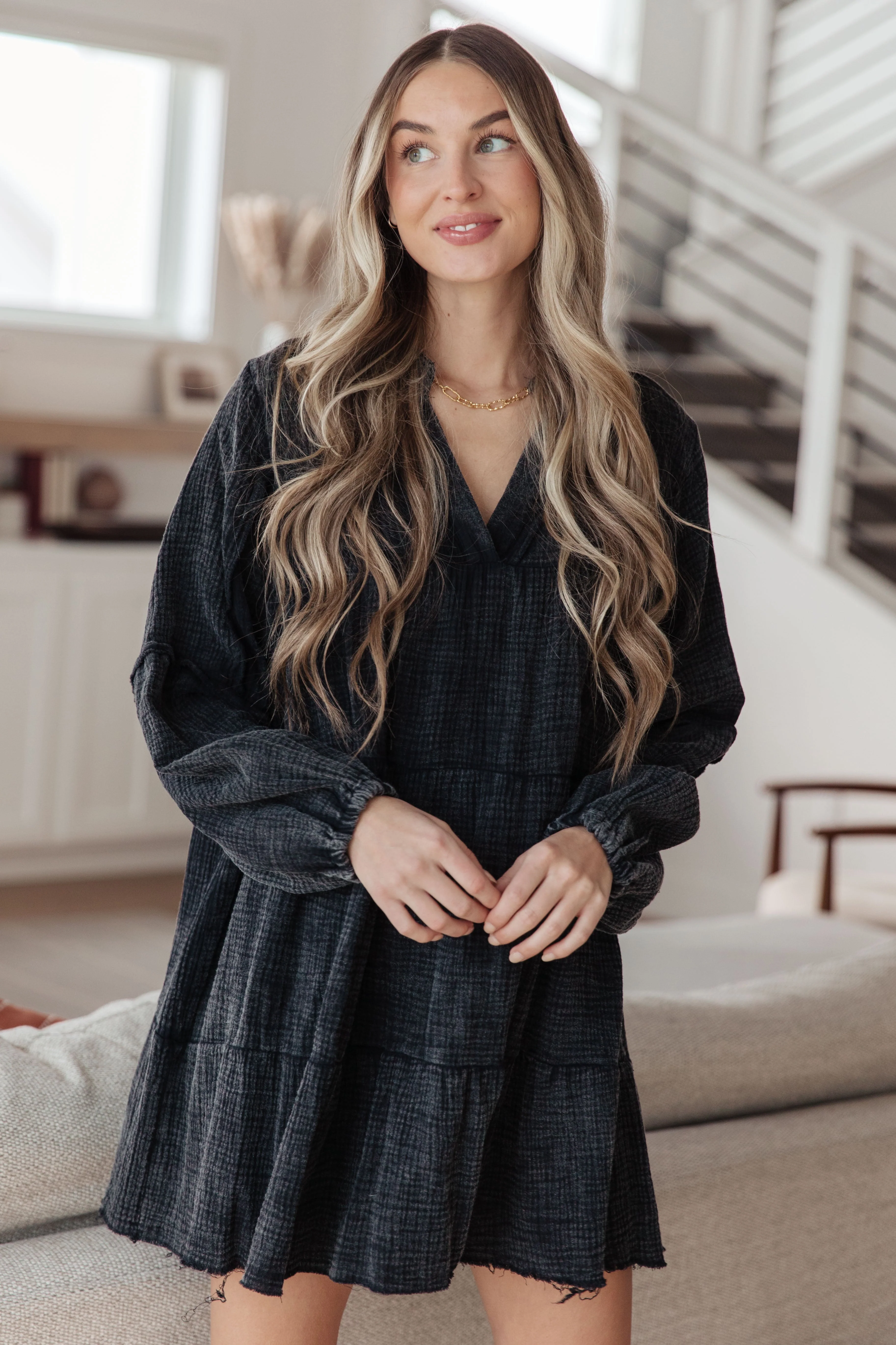 Borrowed Time Mineral Wash V-Neck Dress - Image 9