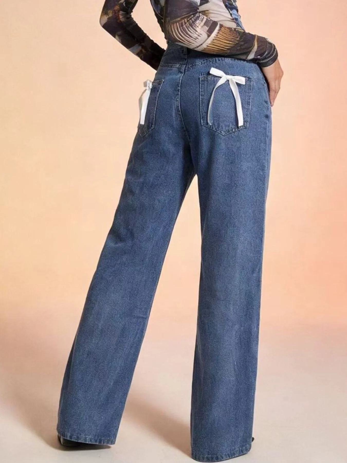Bow Back Wide Leg Jeans - Image 7