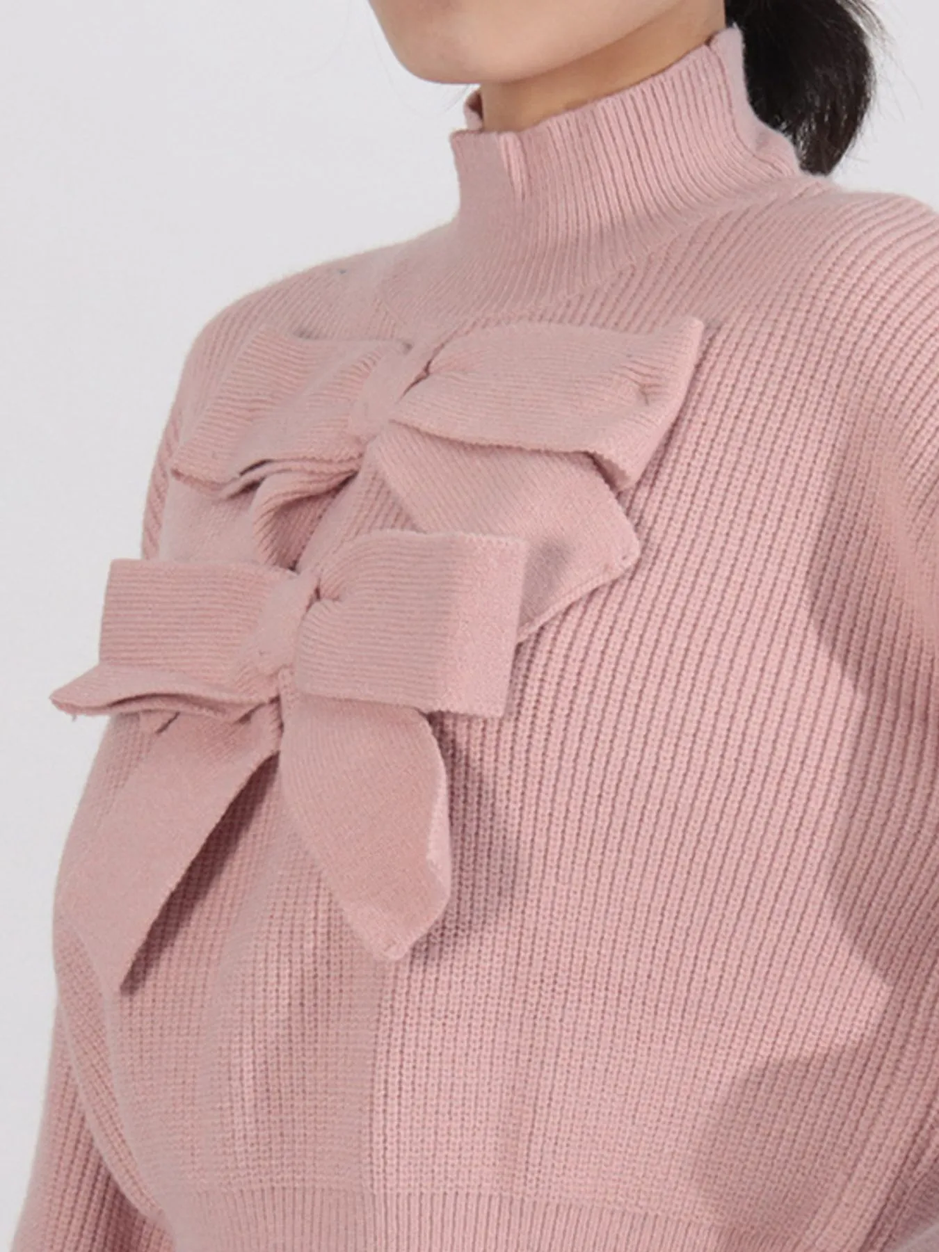 Bow Front Turtleneck Long Sleeve Sweater - Image 6