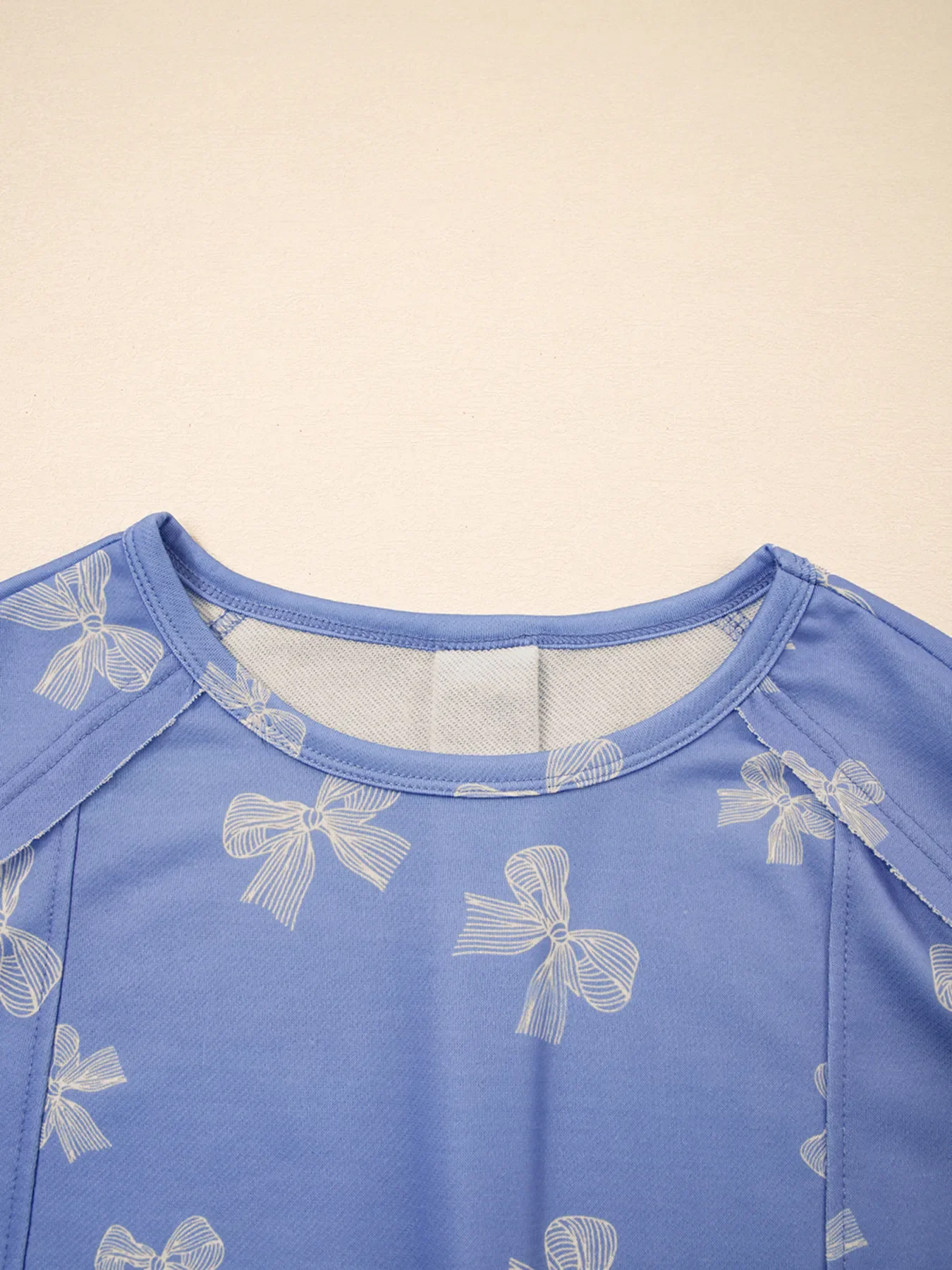 Bow Knot Print Crewneck Ruffled Sleeve Shift Mini Dress - Image 8