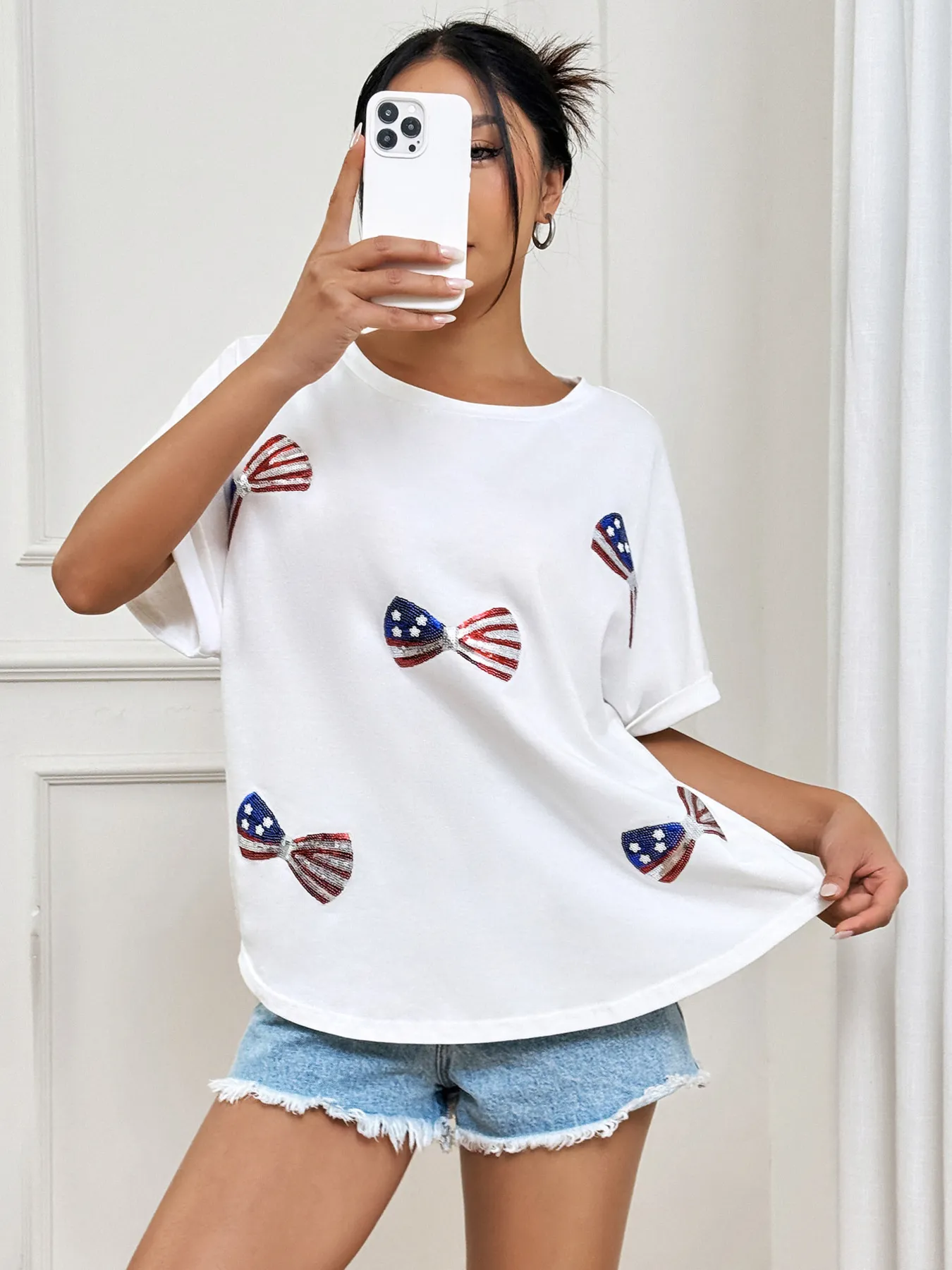 Bow Oversized Round Neck T-Shirt - Image 5