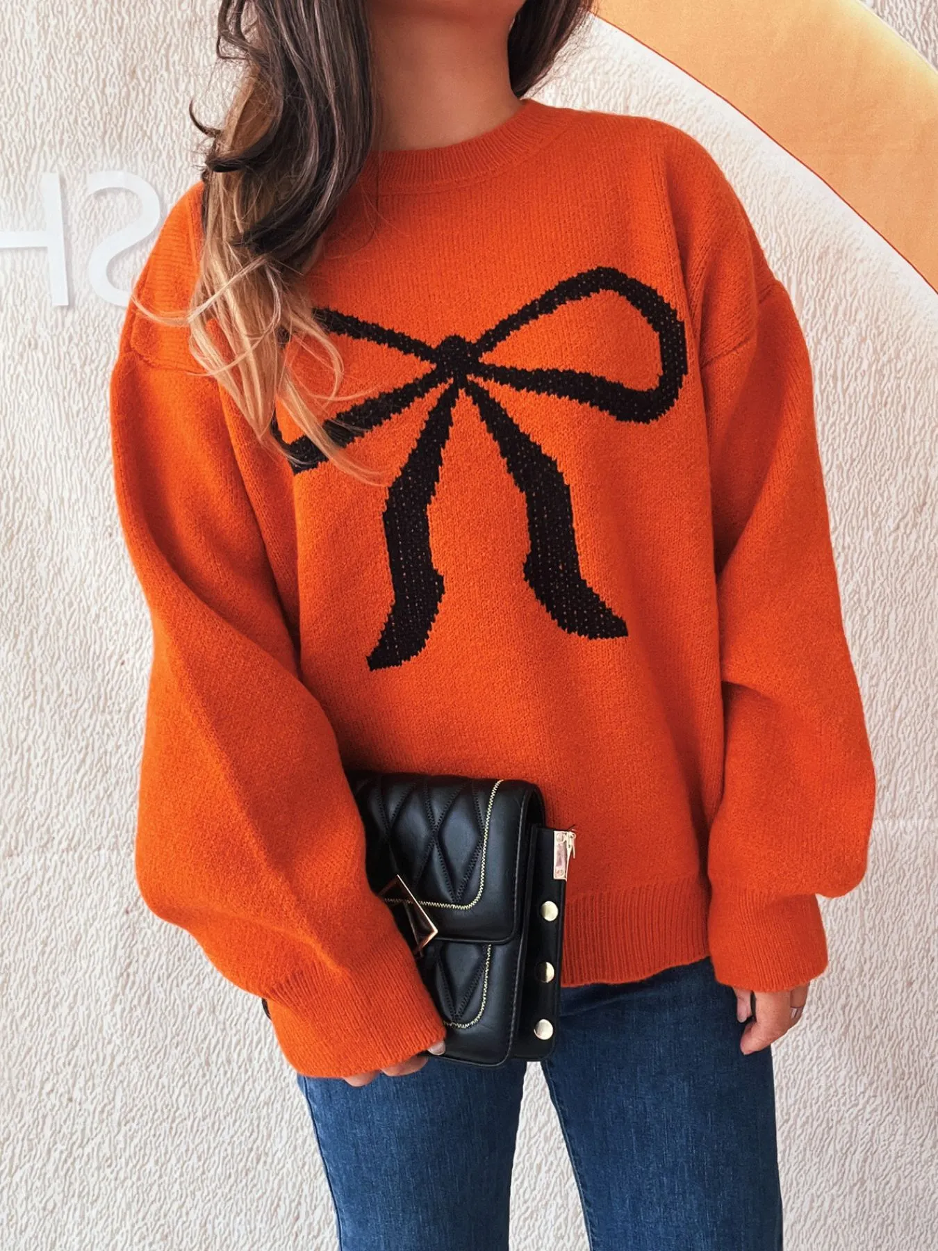 Bow Pattern Casual Long Sleeve Sweater - Image 18