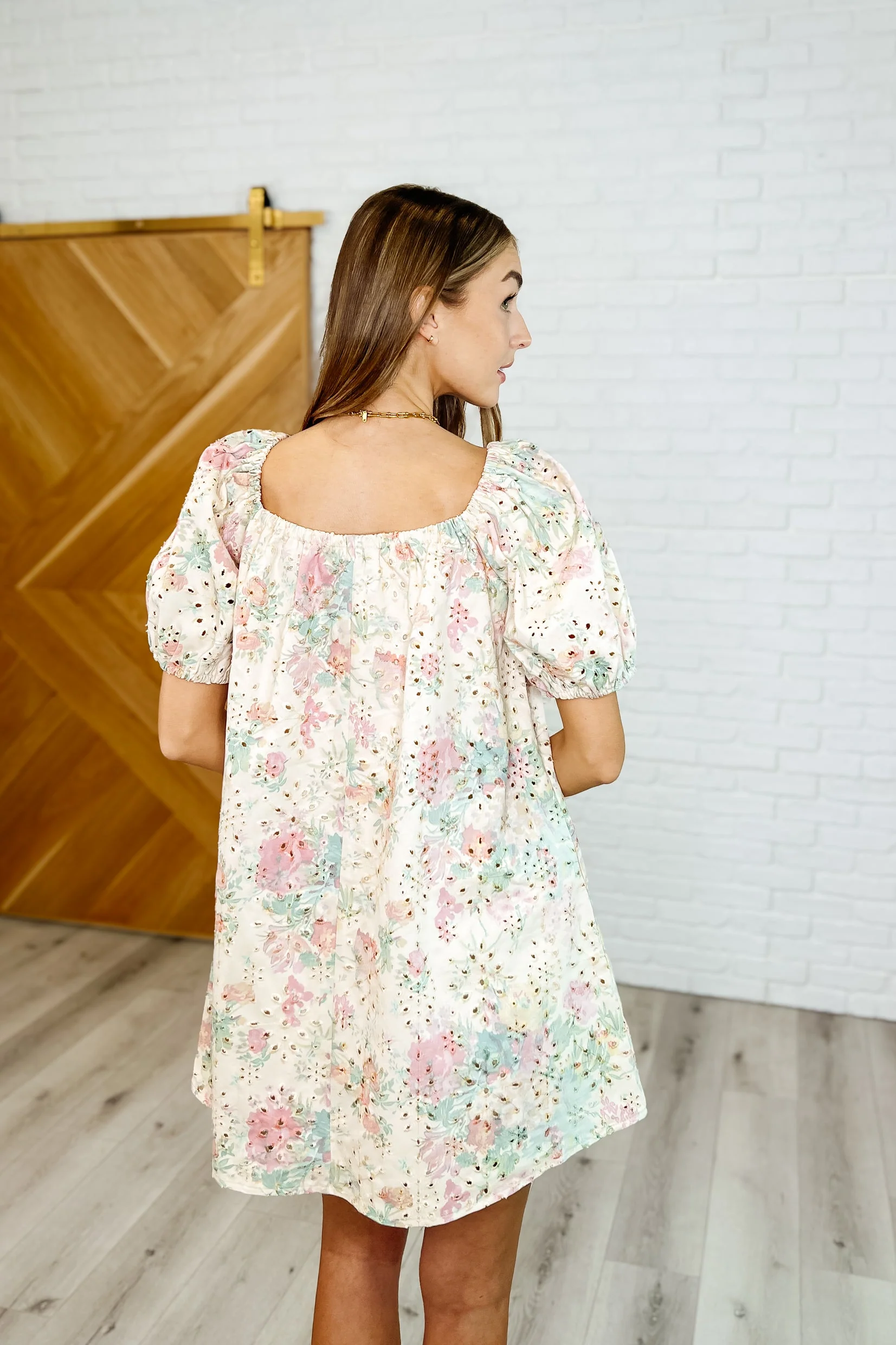 Bow Peep Eyelet Knit Dress in Pink and Green - Image 5