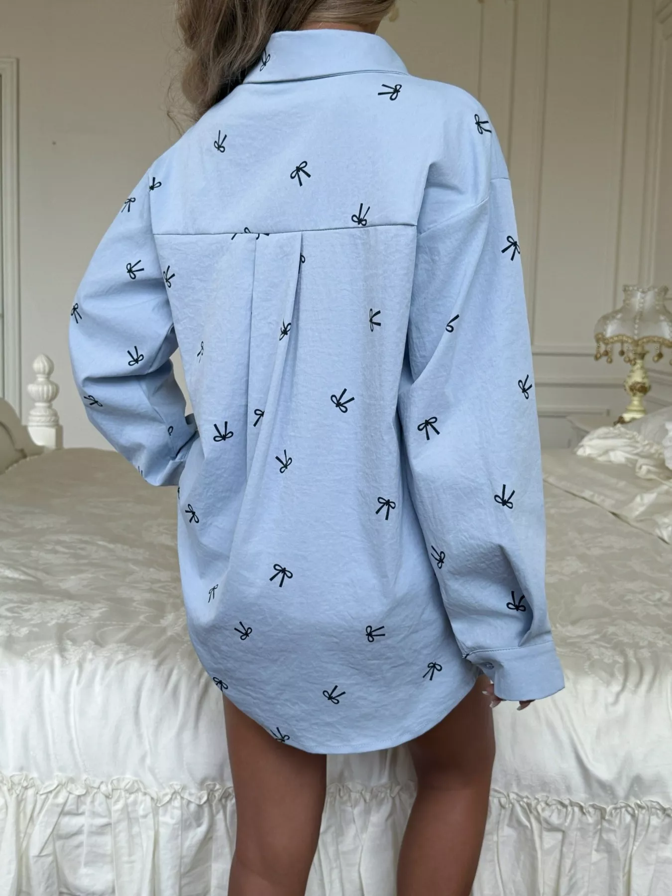 Bow Print Long Sleeve Shirt - Image 5