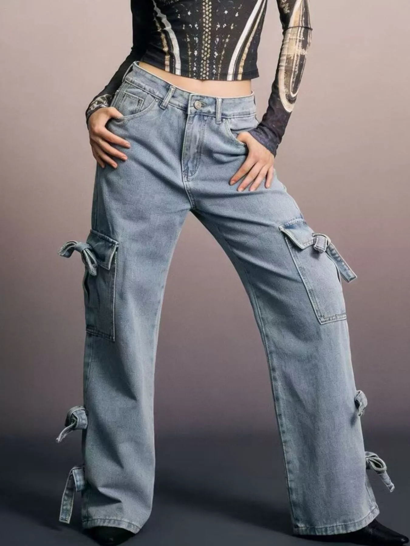 Bow Wide Leg Jeans - Image 4