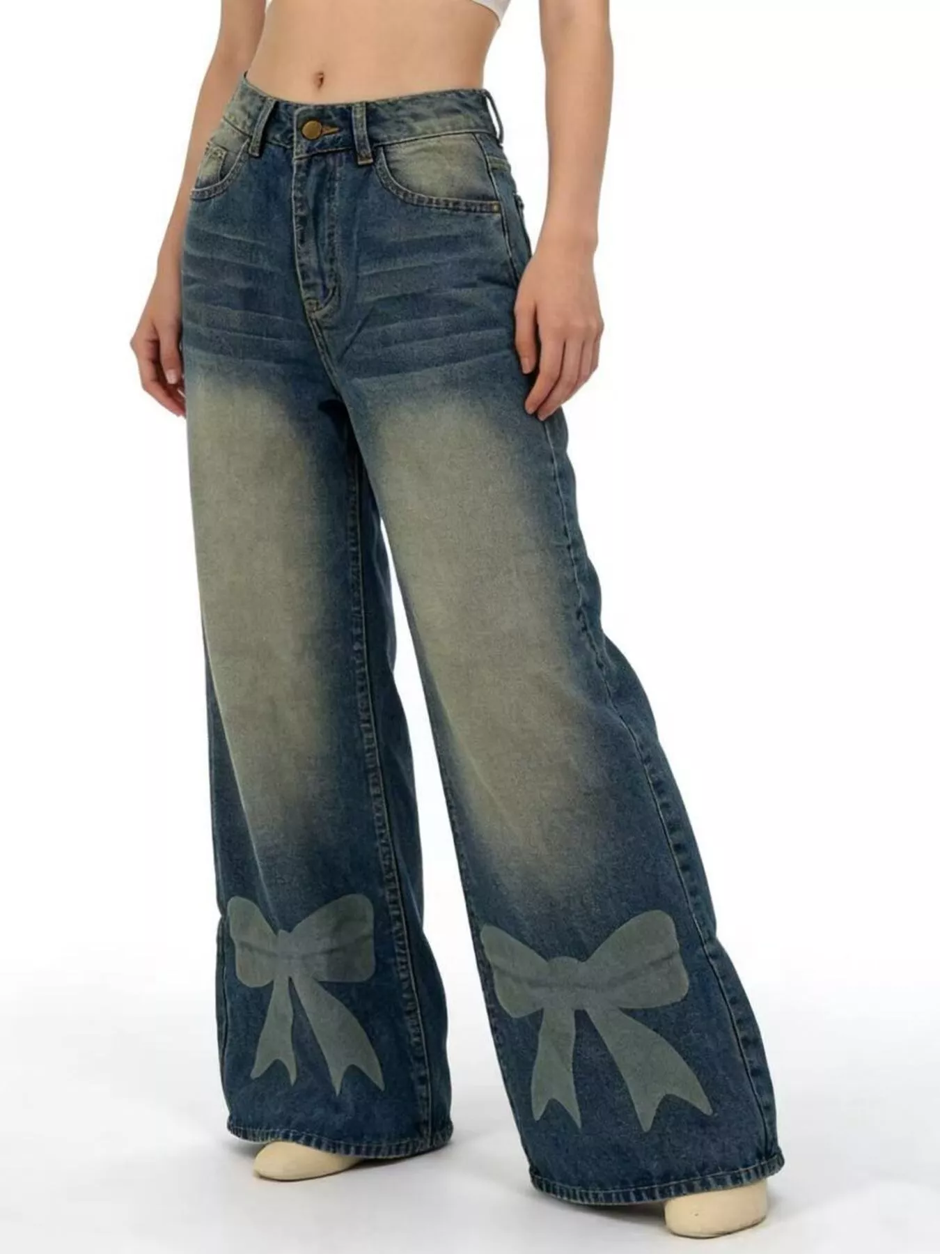 Bow Wide Leg Jeans - Image 2