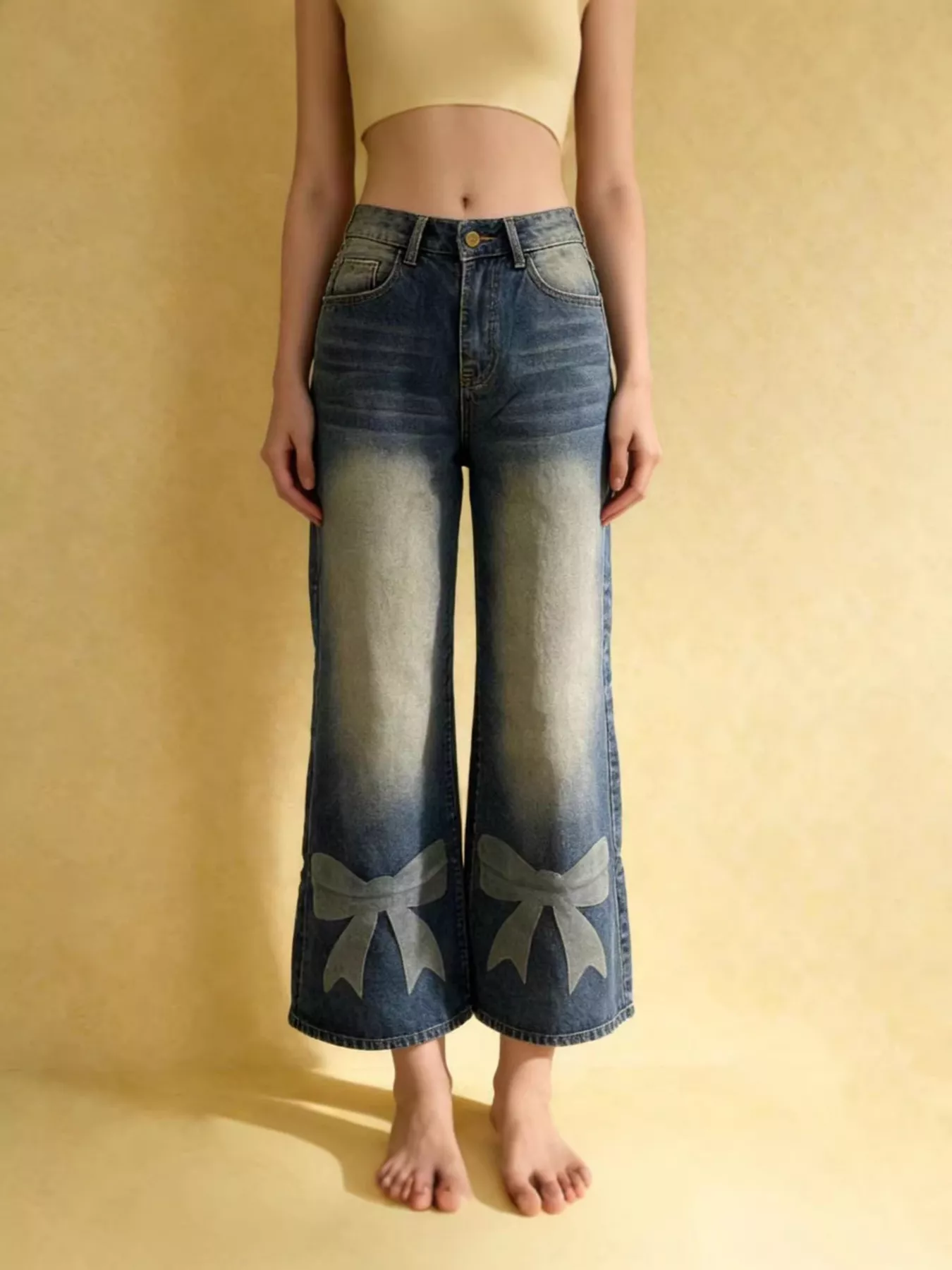 Bow Wide Leg Jeans - Image 6