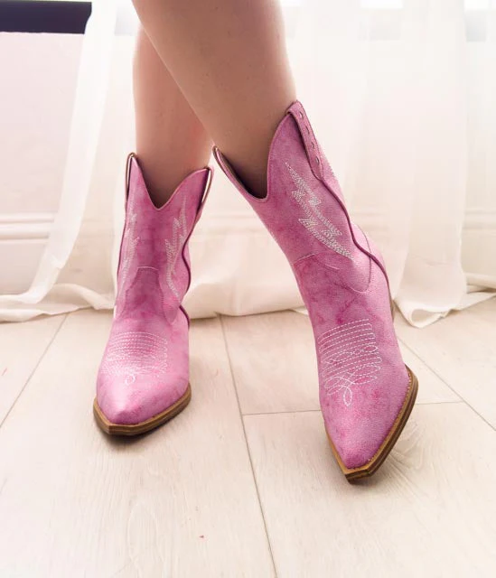 Bowie Metallic Boot in Pink - Image 3