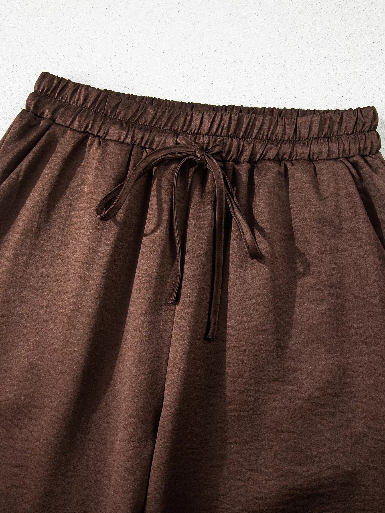 Braided V Neck Long Sleeve Loose Top and Drawstring High Waist Pants 2pcs Outfit - Image 13