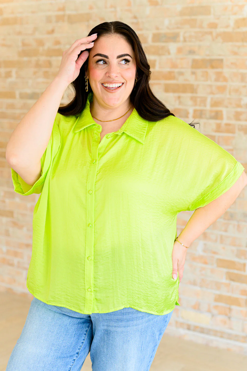 Bright Idea Button Down in Citrus - Image 2