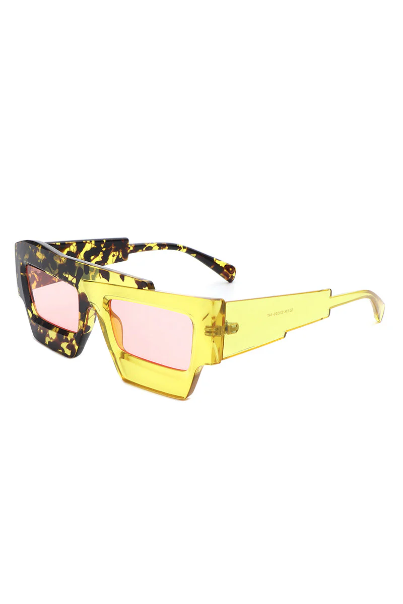 Brynden - Futuristic Square Irregular Flat Top Two-Tone Sunglasses - Image 8