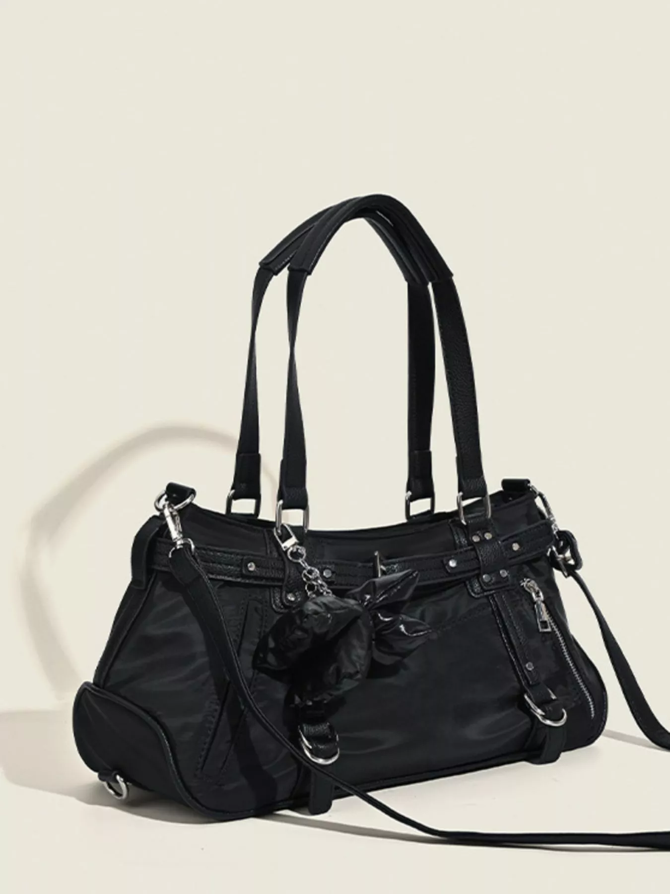 Buckle Decor Leather Handbag - Image 2