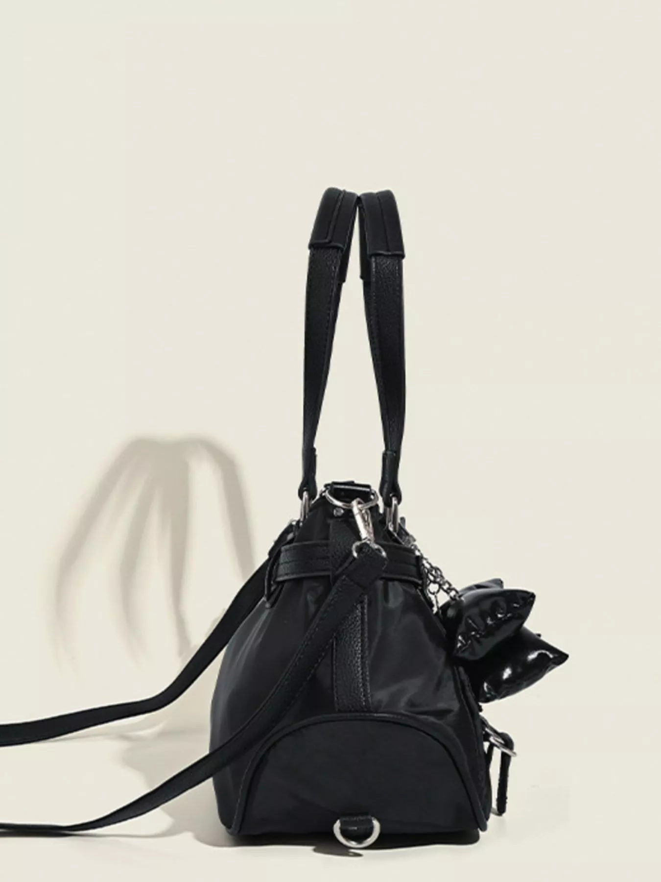Buckle Decor Leather Handbag - Image 4