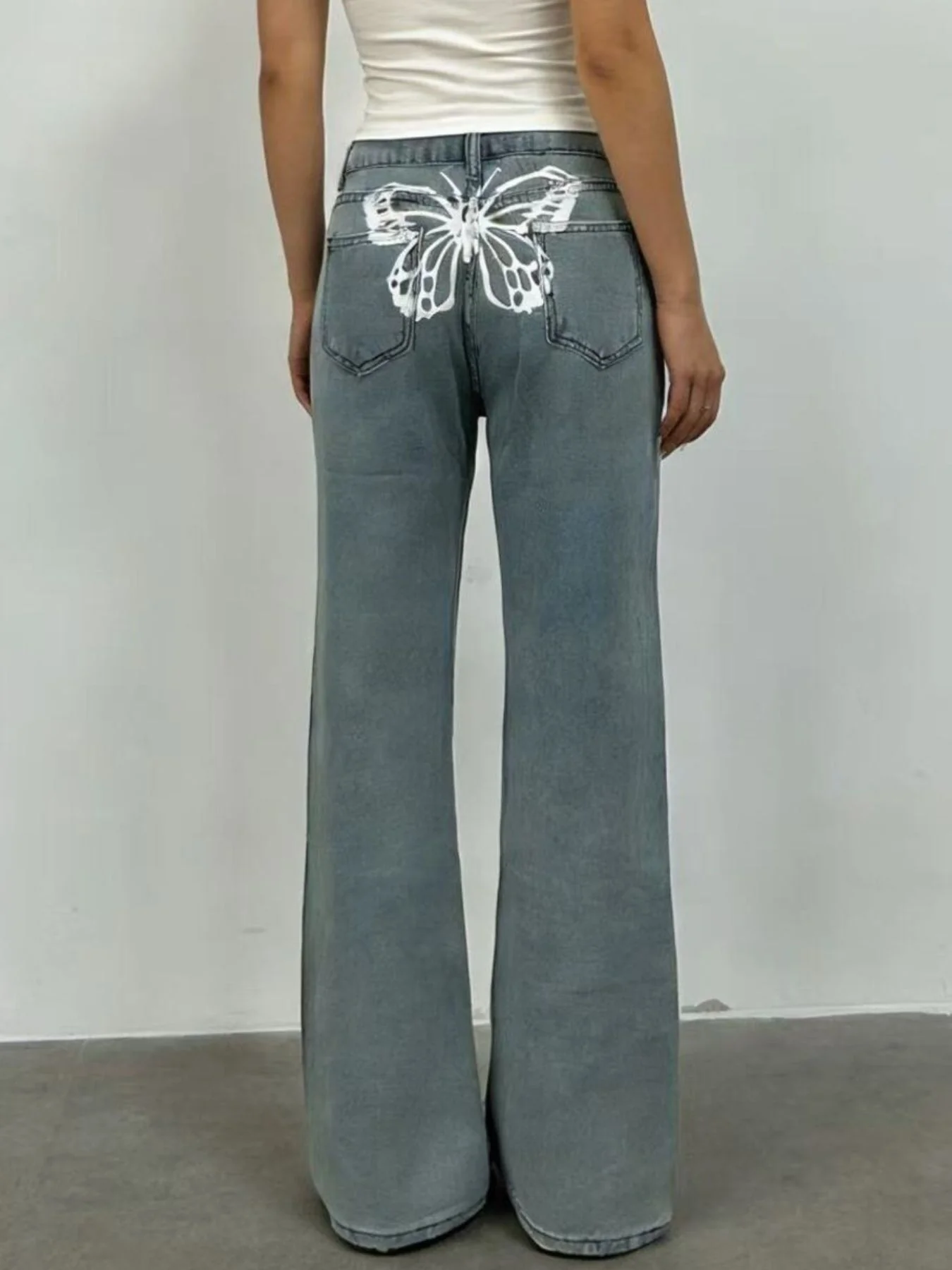 Butterfly Back Wide Leg Jeans - Image 9