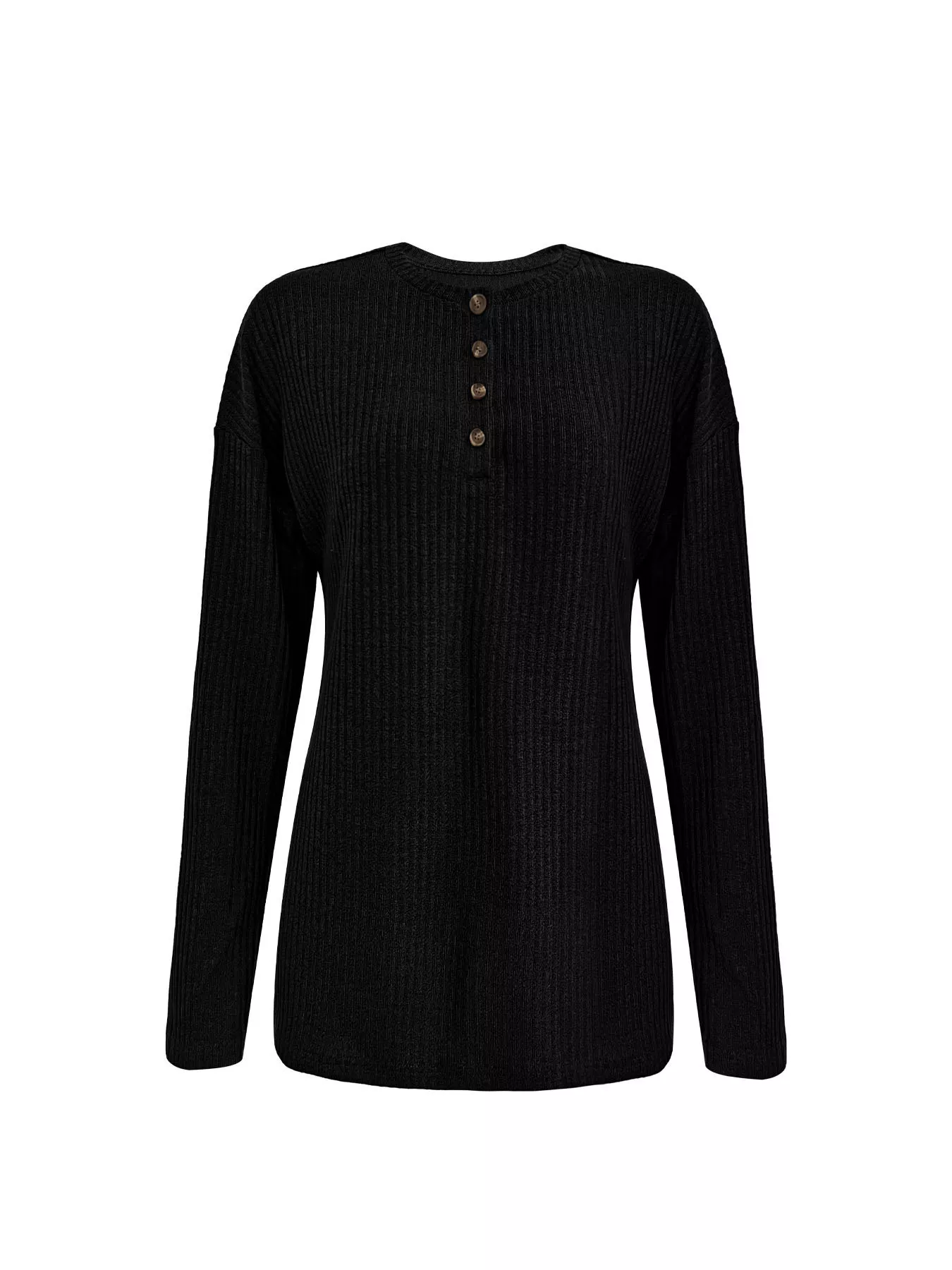Button-Detail Dropped Shoulder Top - Image 14
