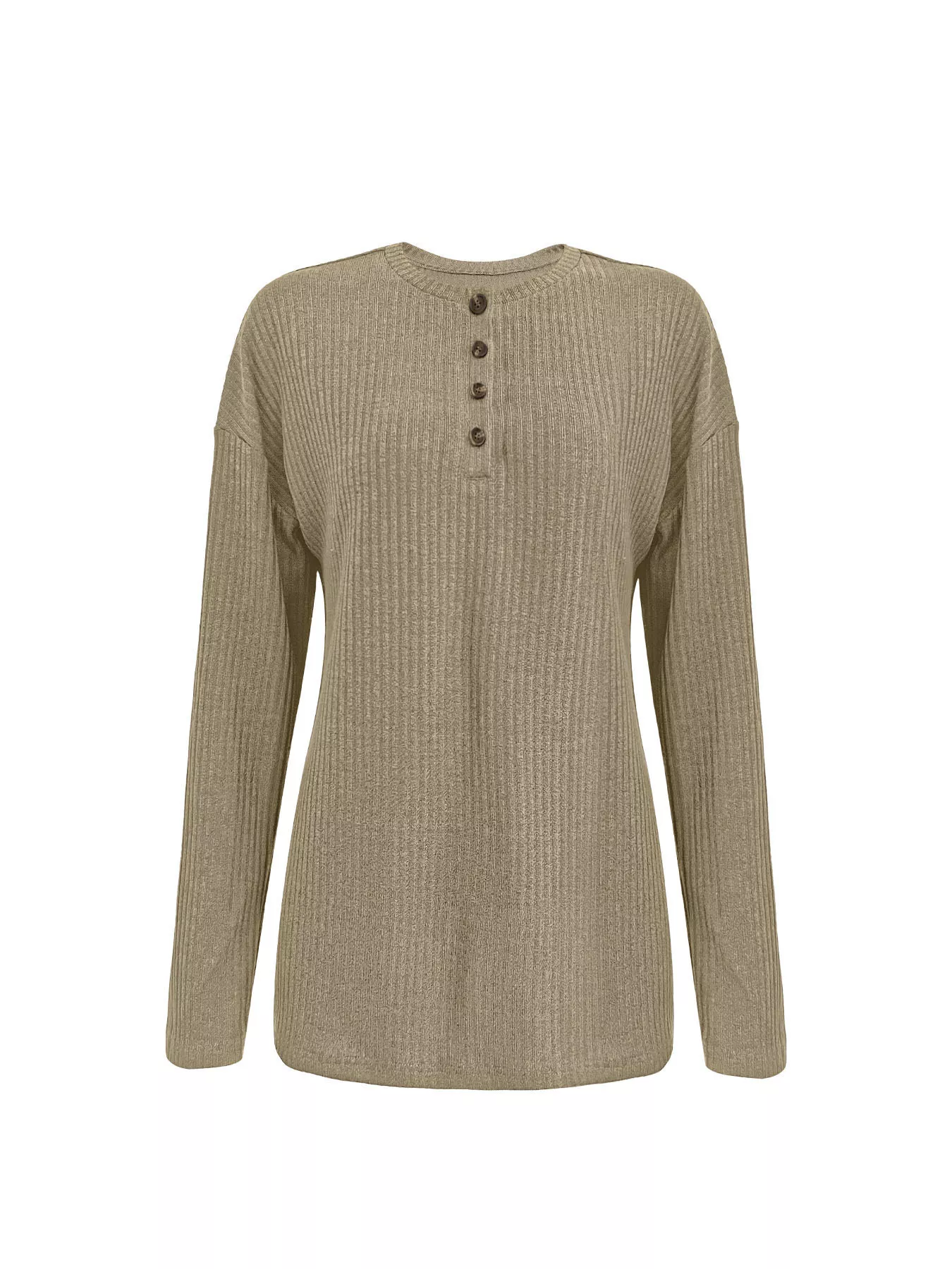Button-Detail Dropped Shoulder Top - Image 3