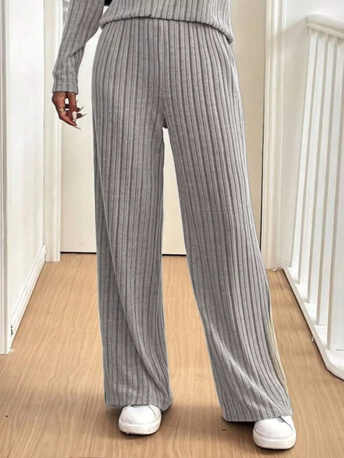Button Detail Long Sleeve Top and Pants Set - Image 7