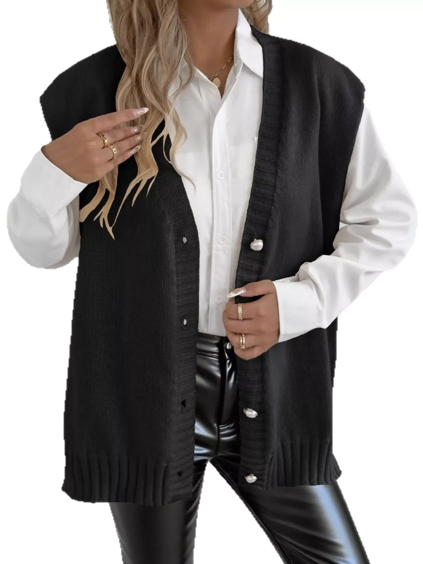 Button-Down Button Up Sweater Vest - Image 14