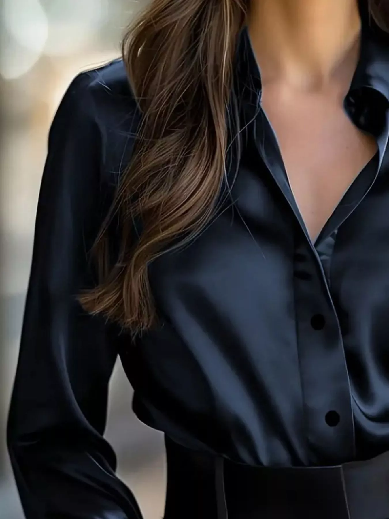 Button Down Collared Neck Long Sleeve Shirt - Image 6