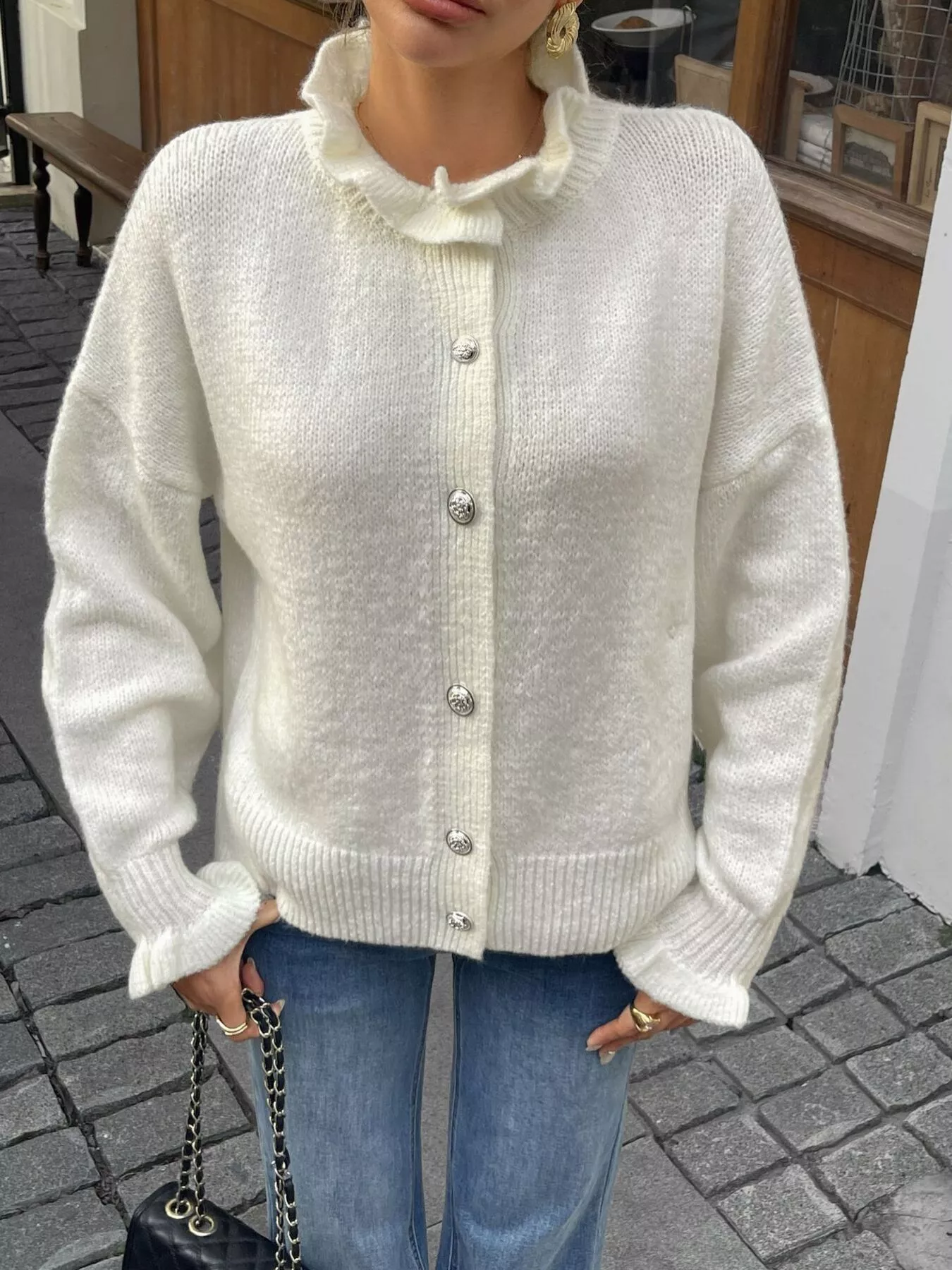 Button-Down Long Sleeve Cardigan - Image 2